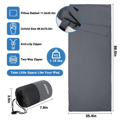 JAICOM Sleeping Bag Liner, Travel Sheets & Adult Sleep Sack, Ultralight and Portable Summer Sleeping Bag - Ideal for Backpacking, Hotels and Hostels, Business Trips, Camping