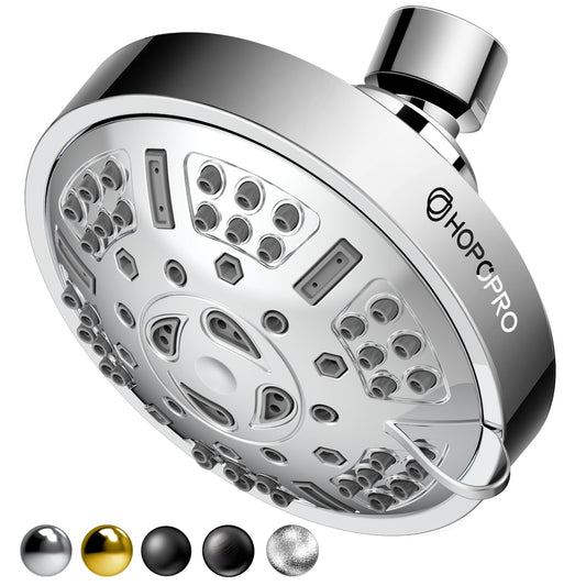 HOPOPRO Upgraded 9 Settings High Pressure Shower Head, NBC News Recommended Brand Fixed Showerhead Adjustable Bathroom Showerhead Multi-functional Rainfall Showerhead for Low Water Flow (Chrome)