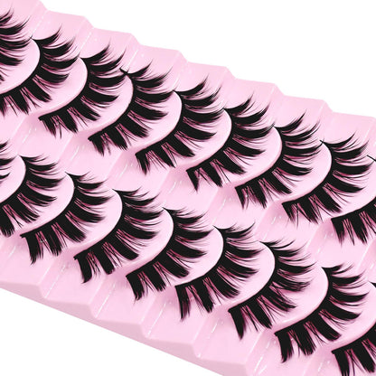 10 Pairs Manga Lashes Anime Cosplay Lashes Spiky Manga Style Lashes Janpanese 16mm Extension Natural Manhua Doll Eye Lashes Halloween/Party Makeup Look by AUGENLI (A3)