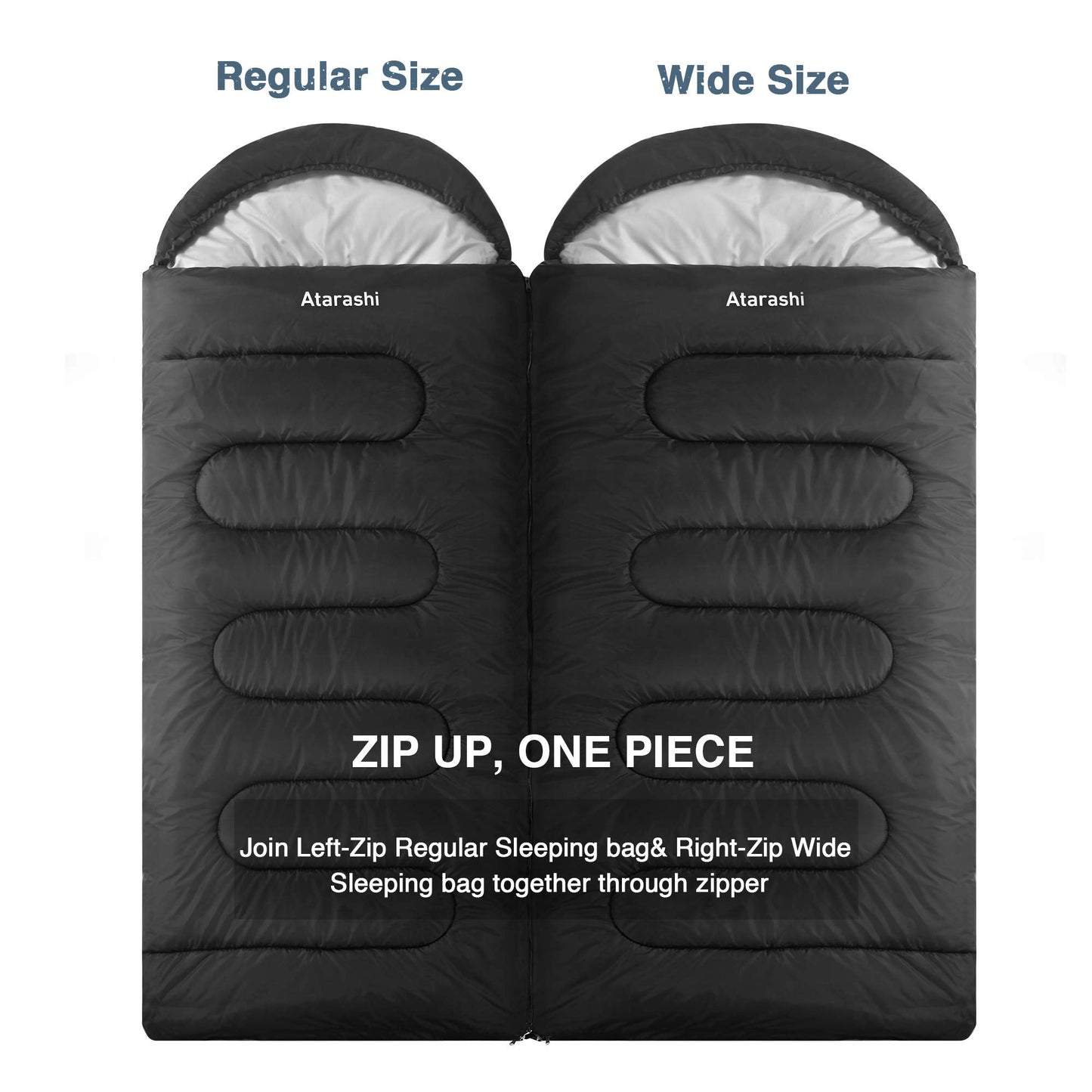 Atarashi Camping Sleeping Bag- 4 Seasons for Adults, Light, Warm, Extra-Large with Compression Sack- Great for Hiking, Backpacking & Outdoor Adventures