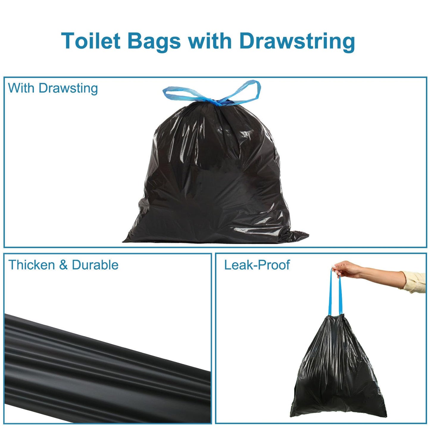 40 PCS Portable Toilet Bags with Drawstring, Biodegradable Porta Potty Bags - 8 Gallon Thickened Waste Bags Fit for 5 Gallon Bucket, Camping Poop Bag, Trash Bags for Home Boating Travel Outdoor