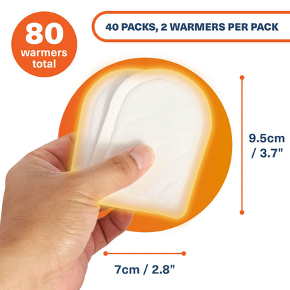 Bramble 80 Adhesive Toe Warmers for Feet (40 Pairs) | Long-Lasting Foot Warmers with Up to 10 Hours of Heat | Heat Pack Disposable Feet Warmers, Foot Warmer for Cold Weather & Outdoor Activities