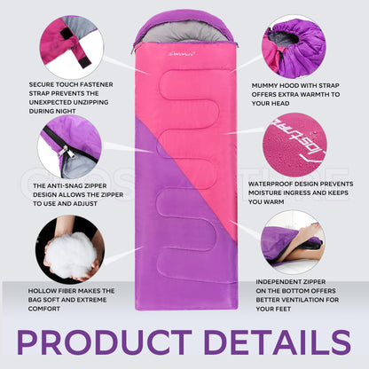 Clostnature Sleeping Bag for Adults and Kids - Lightweight Camping Sleeping Bag for Girls, Boys, Youths, Ultralight Backpacking Sleeping Bags for Cold Weather - Compression Sack Included(Left Zipper)