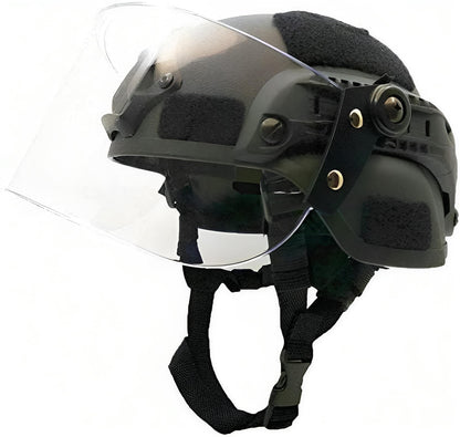 Tactical Fast Helmet with Clear Face Shield Sliding Goggles for Airsoft Paintball CS Games Outdoor Sports.