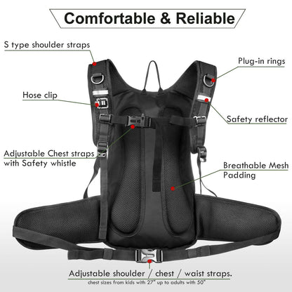 Mothybot Insulated Hydration Backpack Pack with 3L BPA Free Leak Proof Water Bladder, Large Storage Lightweight Hiking Daypack with Waist Pouches & Cooler Layer, for Running, Biking, Camping, Festival