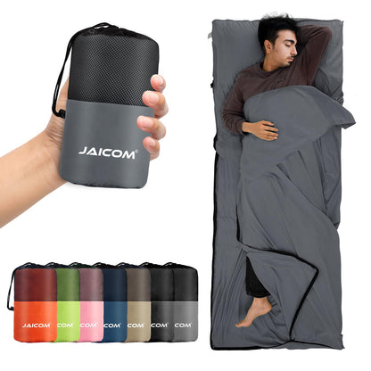 JAICOM Sleeping Bag Liner, Travel Sheets & Adult Sleep Sack, Ultralight and Portable Summer Sleeping Bag - Ideal for Backpacking, Hotels and Hostels, Business Trips, Camping