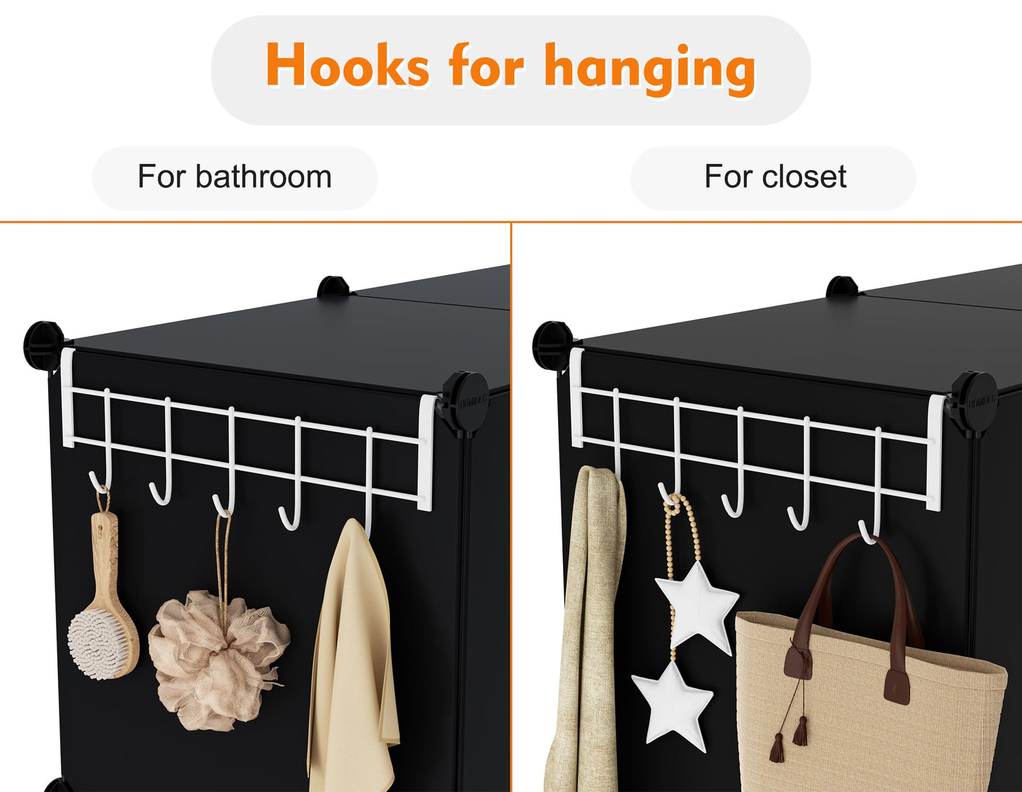 HOMIDEC Closet Organizers and Storage, 12 Cube Storage Organizer, Portable Closet Organization Clothes Shelves for Kids, Closet, Bedroom, Bathroom, Office, Black