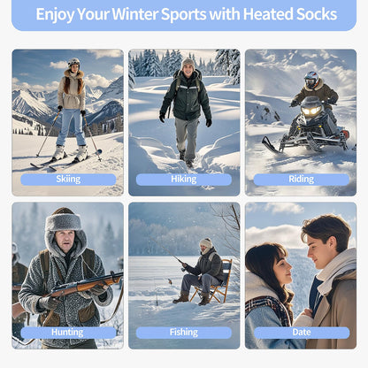 ZUOYI Heated Socks, Heated Socks for Men Women Rechargeable Washable, 5000mAh Battery with 4 Heating Levels for Hunting, Camping, Walking, Fishing (Black & Gray, Unisex-Adult)