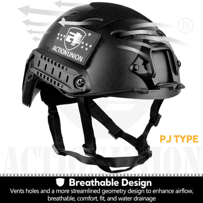 ACTIONUNION Airsoft Helmet Basic Set PJ Type Tactical Paintball Helmet (Medium, Tan)