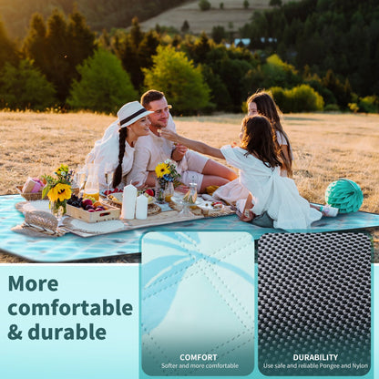 ANJ Outdoors (2025 Upgrade) Extra Large Waterproof Picnic Blankets | Foldable Sandproof Beach Blanket N Outdoor Blanket | 5-Layer Machine Washable Soft Picnic Mat for Camping, Grass, Park N Stadium