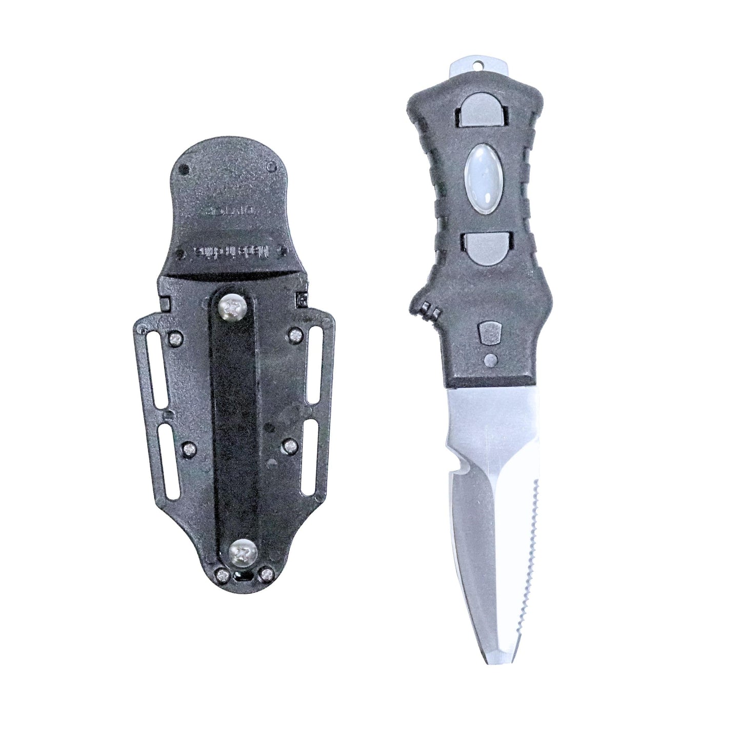 Scuba Choice Compact Stainless Steel Blunt Tip Dive Knife - 2.3" Plain Edge Blade with Ergonomic Nylon Handle, Durable for Scuba Diving, Snorkeling & Water Sports - Black/Silver