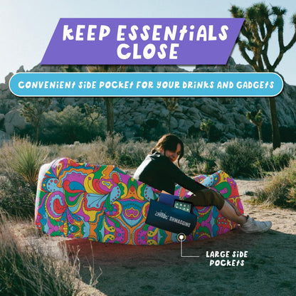 Chillbo Shwaggins Inflatable Couch – Cool Inflatable Lounger Easy Setup is Perfect for Beach Gear, Camping Fun and Festival Accessories.