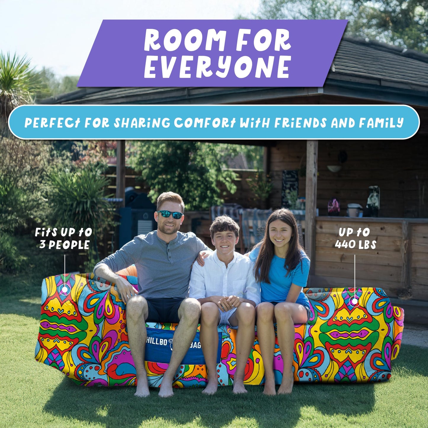 Chillbo Shwaggins Inflatable Couch – Cool Inflatable Lounger Easy Setup is Perfect for Beach Gear, Camping Fun and Festival Accessories.