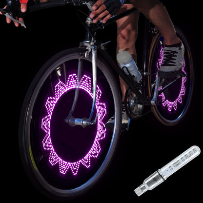 DAWAY A08 Bike Tire Valve Stem Light - LED Waterproof Bicycle Wheel Lights, Fun Mini Bycicle Accessory, for Burning Man, Christmas, Halloween, Thanksgiving, Birthday, 1 Pack, Pink Graphics