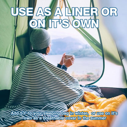 JAICOM Sleeping Bag Liner, Travel Sheets & Adult Sleep Sack, Ultralight and Portable Summer Sleeping Bag - Ideal for Backpacking, Hotels and Hostels, Business Trips, Camping