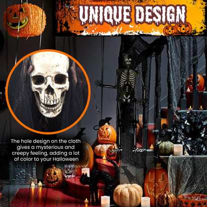 (48 x 240 in.) Halloween Creepy Cloth, DealKits Spooky Giant Cheese Cloth Tapestry for Halloween Party Supplies Decorations Outdoor Yard Home Wall Decor, Black
