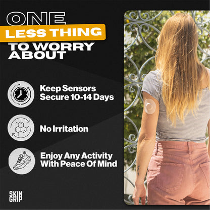 Skin Grip Freestyle Libre 2 Sensor Covers & Lingo CGM – Waterproof and Sweatproof Adhesive for 10-15 Days, Pre-Cut Medical Tape, Continuous Glucose Monitor Patch – 20 Pack, Tan