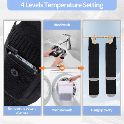 ZUOYI Heated Socks, Heated Socks for Men Women Rechargeable Washable, 5000mAh Battery with 4 Heating Levels for Hunting, Camping, Walking, Fishing (Black & Gray, Unisex-Adult)