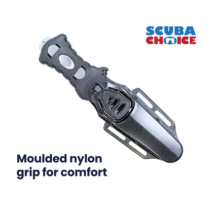 Scuba Choice Compact Stainless Steel Blunt Tip Dive Knife - 2.3" Plain Edge Blade with Ergonomic Nylon Handle, Durable for Scuba Diving, Snorkeling & Water Sports - Black/Silver