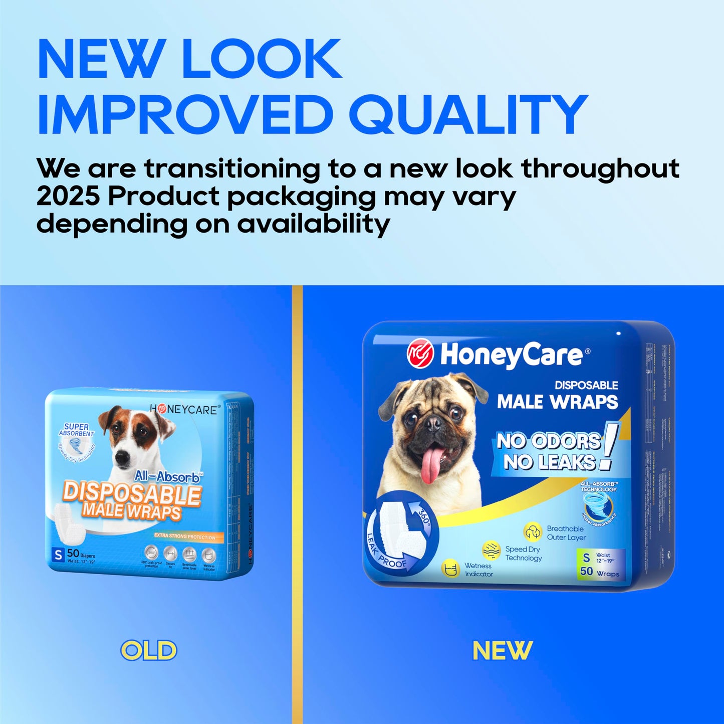 HONEY CARE All-Absorb A26 Male Dog Wrap, 50 Count, Small