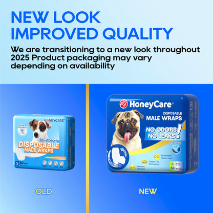 HONEY CARE All-Absorb A26 Male Dog Wrap, 50 Count, Small