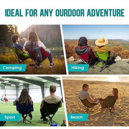 TCEK Swivel Portable Chair - Small Compact Collapsible Folding Chairs for Adults, Setup in 8 Seconds, Lightweight Outdoor Backpack Chair for Camping, Travel, Hiking, Beach, Support 300 LBS