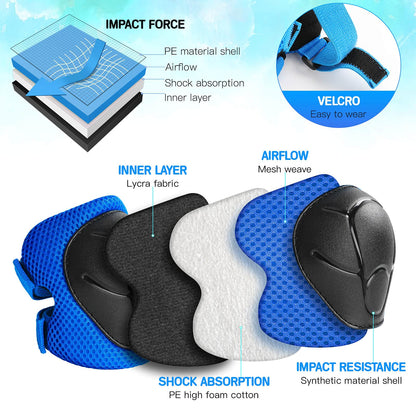 Kids Protective Gear Set Wemfg Knee Pads for Kids 3-8 Years Toddler Knee and Elbow Pads with Wrist Guards 3 in 1 for Skating Cycling Bike Rollerblading Scooter(Blue)