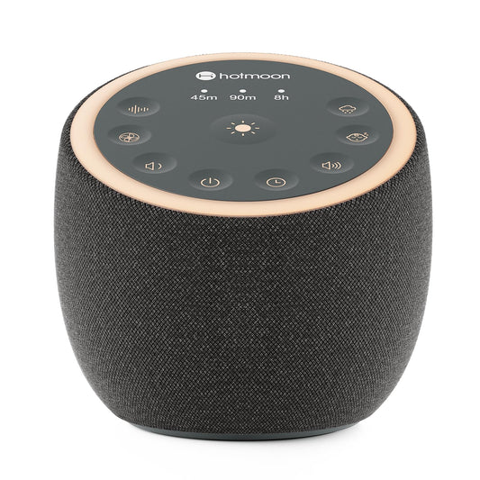 Hotmoon Sound Machine with 40 High-Fidelity Sounds, White Noise Sound Machine with Memory Functions, 8 Color Night Light, USB Power Supply, for Sleep & Noise Reduction Sleep Aid, Plug-in (Iron Black)