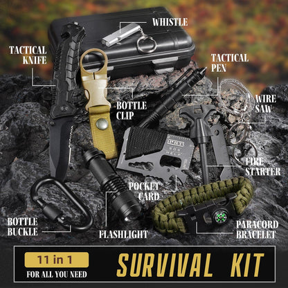 Gifts for Men Husband Dad Christmas, Survival Kit, Emergency Survival Gear and Equipment 14 in 1, Stocking Stuffers Birthday Gifts for Him Boyfriend, Hunting Fishing Camping Accessories, Cool Gadget