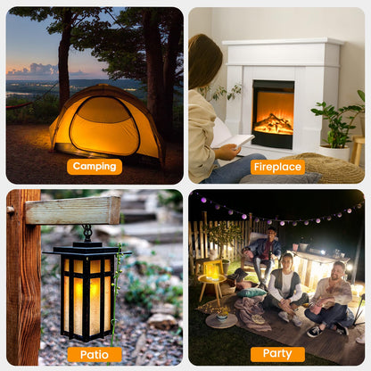 Hompavo 【Upgraded】 LED Flame Lights with Remote & Timer, 4-Mode Rechargeable Battery Operated Flameless Candles, Waterproof Pillar Flickering Lanterns for Bathroom Patio Wedding Halloween Home Decor