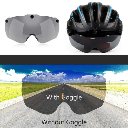 Shinmax Bike Helmet - USB Rechargeable Light & Detachable Magnetic Goggles UV Protective,Bike Helmet Adult Men,Lightweight Adjustable for Adult Men Women Mountain & Road (WT-049)