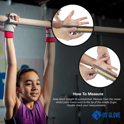 US Glove Women's Hot Shot Uneven Bar Gymnastics Grips - Made in USA, Double Buckle, Leather Equipment for Girls, Size 0 (5 7/8")