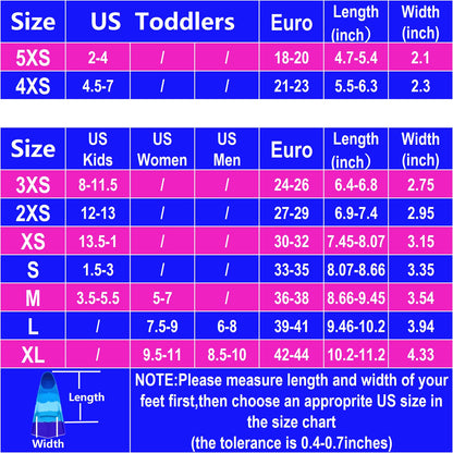 Gugmoy Kids Swim Fins,Comfortable Silicone Flippers for Swimming and Diving,Size Suitable Beginners Kids Girls Boys Adults (Medium, Colorful-G)
