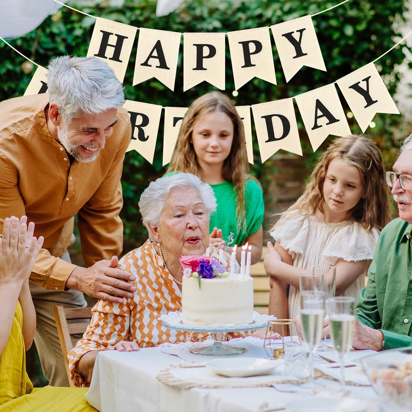 Hooqict Burlap Happy Birthday Banner Sign for Backdrop Black Birthday Decorations for Men Women Kids 1st 2nd 3rd Party Banner Wall Door Garland Bunting Flag