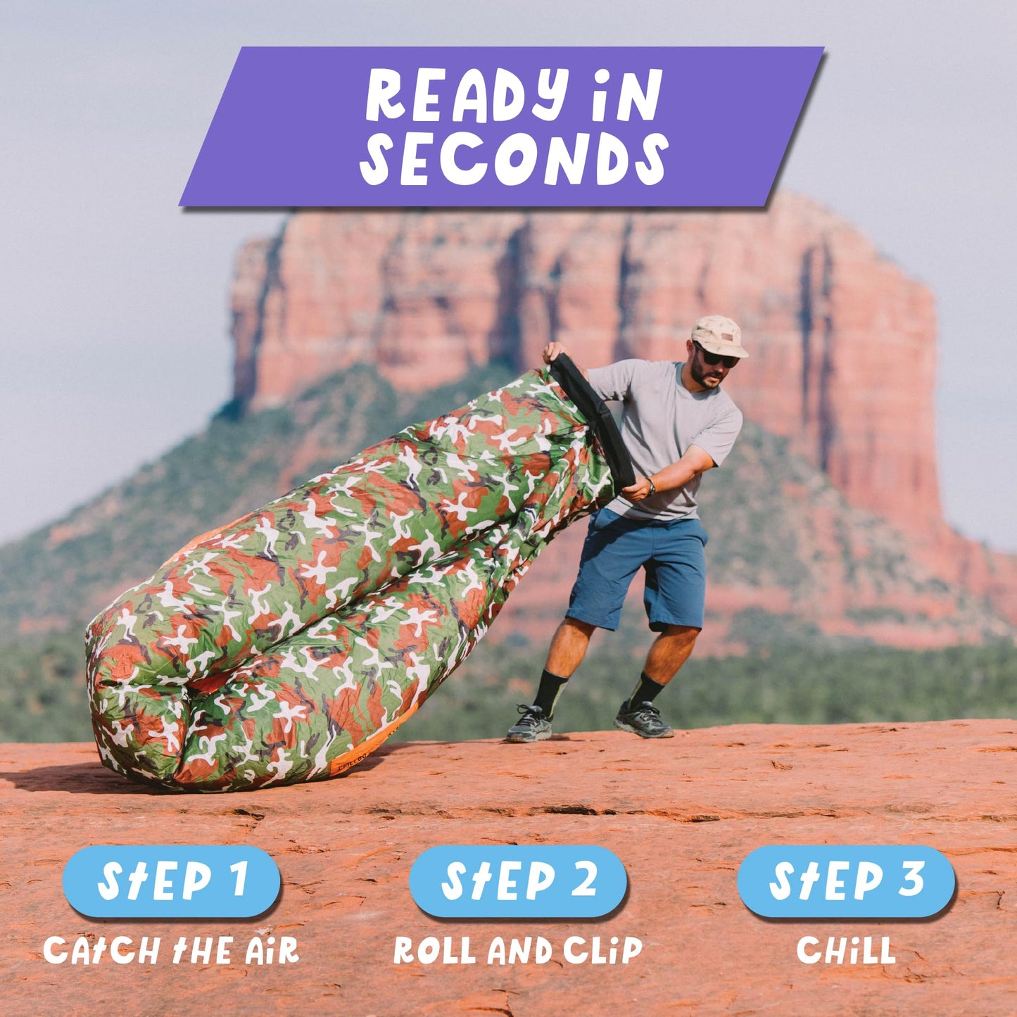 Chillbo Shwaggins Inflatable Couch – Cool Inflatable Lounger Easy Setup is Perfect for Beach Gear, Camping Fun and Festival Accessories.