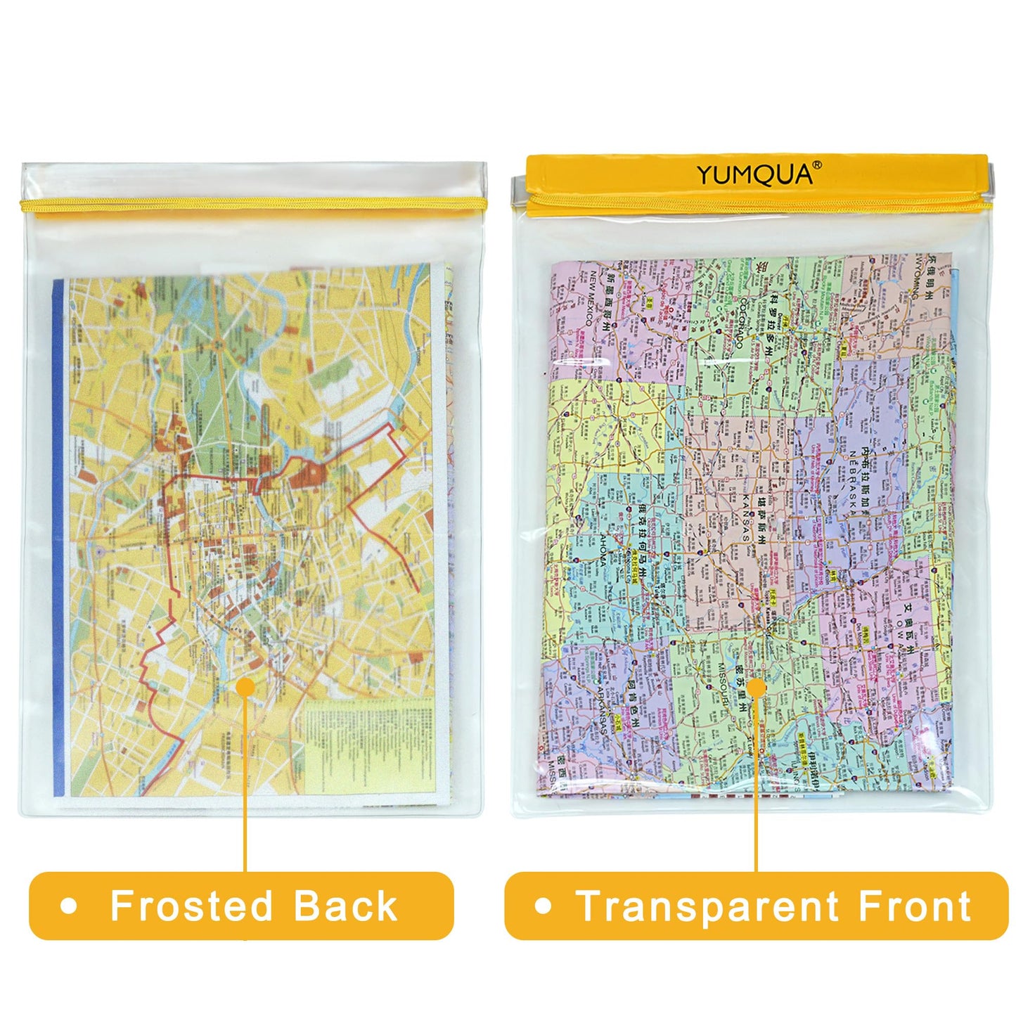 YUMQUA Waterproof Bags Large Size 3 Pack, Clear Watertight Pouch Holder for Document Map Camera Mobile Phone Car Key, fits Kayaking Boating Hiking Water Sports, Yellow