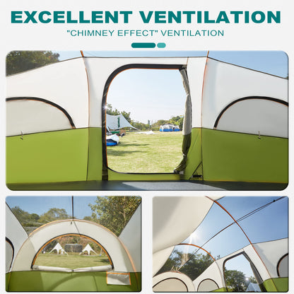 GoHimal 8 Person Tent for Camping, Waterproof Windproof Family Tent with Rainfly, Divided Curtain Design for Privacy Space, Portable with Carry Bag