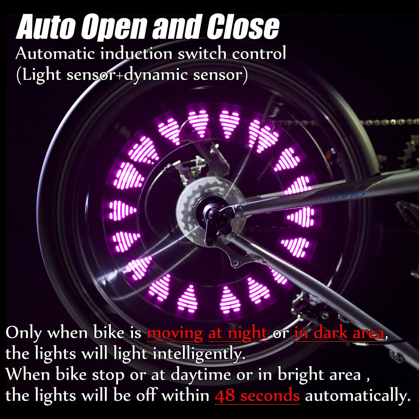 DAWAY A08 Bike Tire Valve Stem Light - LED Waterproof Bicycle Wheel Lights, Fun Mini Bycicle Accessory, for Burning Man, Christmas, Halloween, Thanksgiving, Birthday, 1 Pack, Pink Graphics