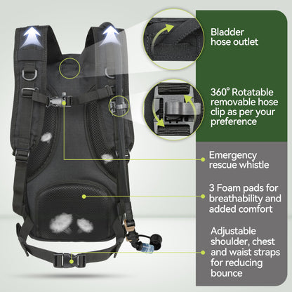 MARCHWAY Tactical Molle Hydration Pack with 3L TPU Water Bladder, Military Backpack with Multi Compartment for Cycling, Hiking, Running, Backpacking (Black)