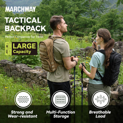 MARCHWAY Tactical Molle Hydration Pack with 3L TPU Water Bladder, Military Backpack with Multi Compartment for Cycling, Hiking, Running, Backpacking (Black)