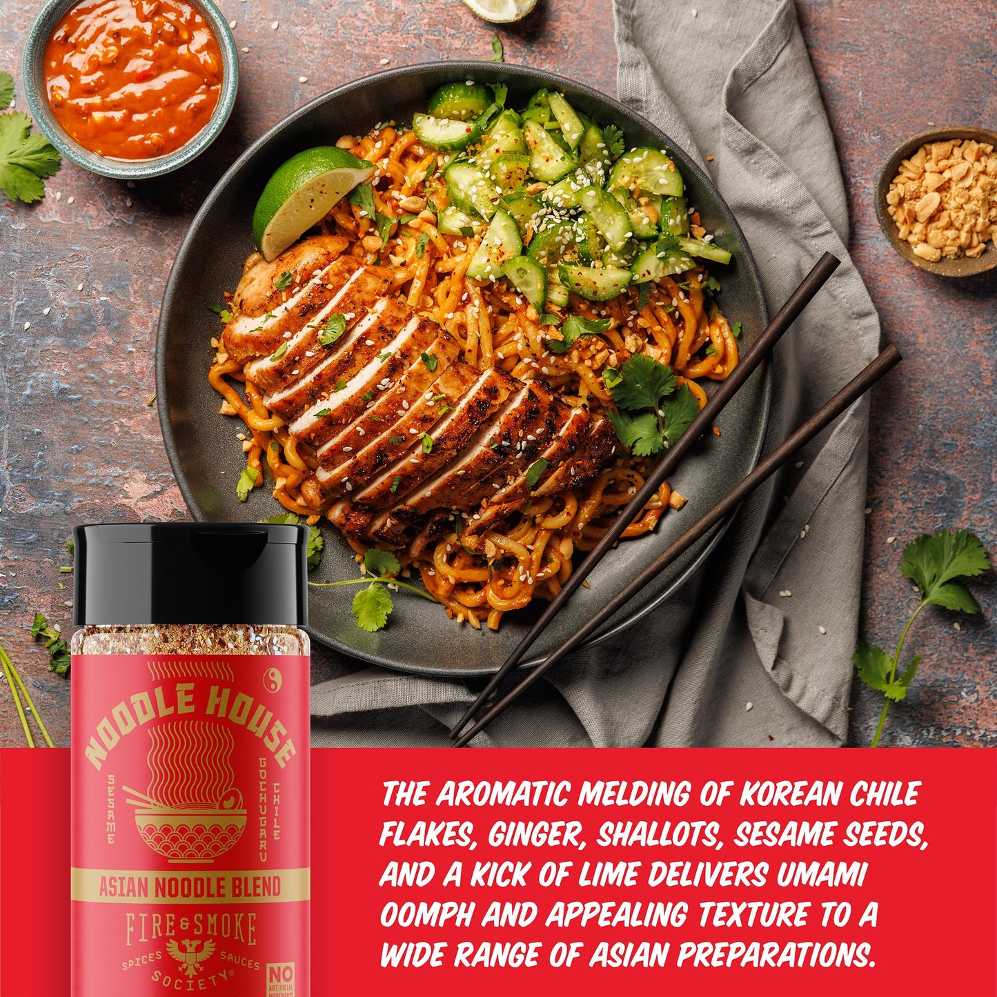 Fire & Smoke Noodle House Seasoning Blend | Fried Rice, Stir Fry, Noodle Seasoning | Korean Chile, Ginger, Shallots | M, 6 oz