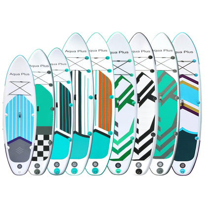 Aqua Plus 6inches Thick Inflatable SUP for All Skill Levels Stand Up Paddle Board,Paddle,Pump,ISUP Travel Backpack, Leash,Shoulder Strap,Youth,Adult Inflatable Paddle Board