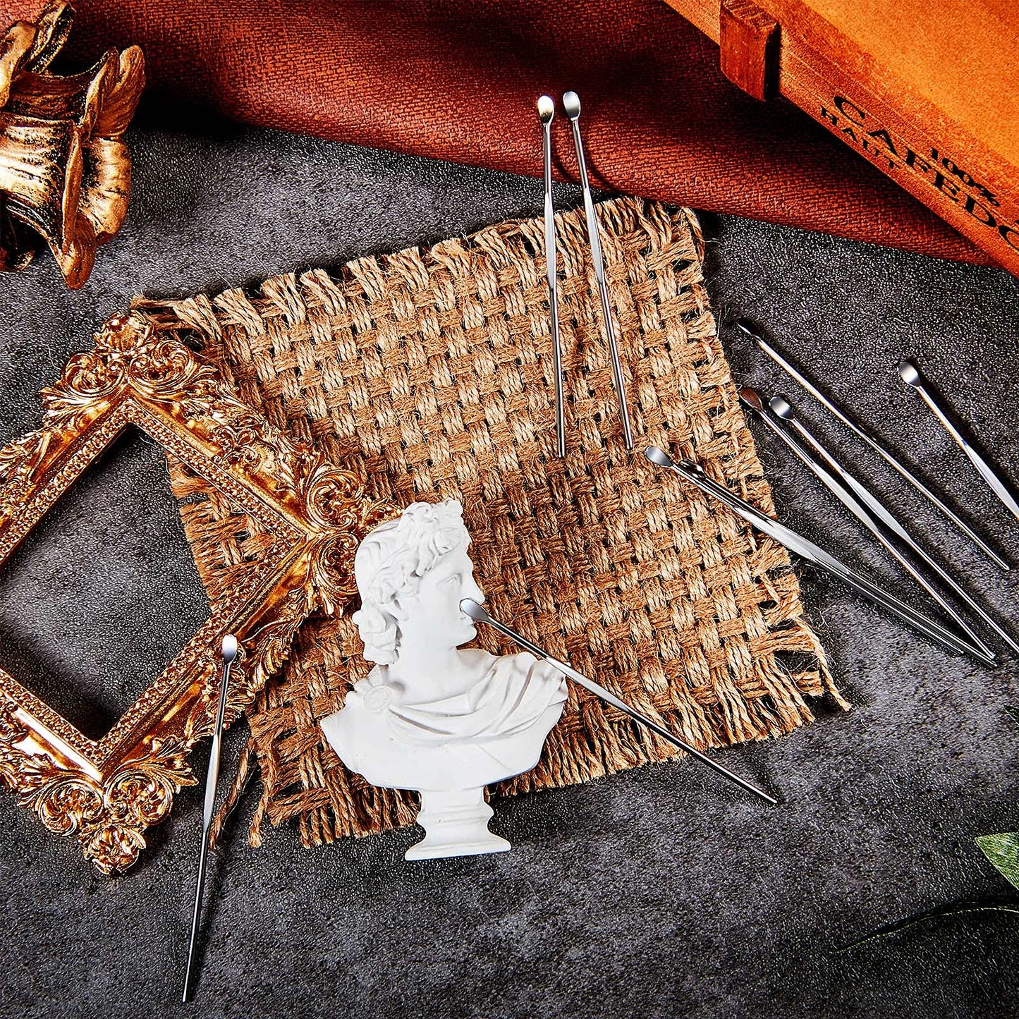 Honoson 50 Pieces Stainless Steel Wax Carving Tool Clay Sculpting Tools Spoon Carving Kit Clay Tools for Wax Modeling Sculpting and Shaping Engrave Accessories