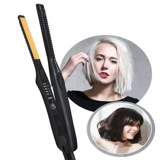 "2-in-1 Mini Hair Straightener Curling Iron"