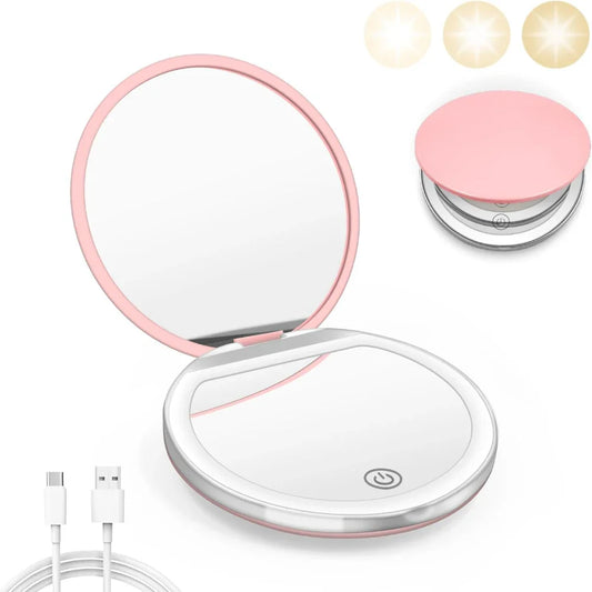 "Compact LED Makeup Mirror"