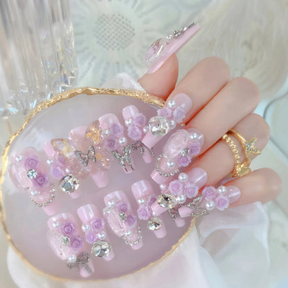 "24Pcs Cute Bow Press-On Nails"